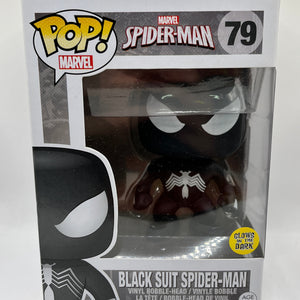 Funko POP! Marvel Spider-Man - Black Suit Spider-man #79 - Glow Vinyl Collectable FRENLY BRICKS - Open 7 Days