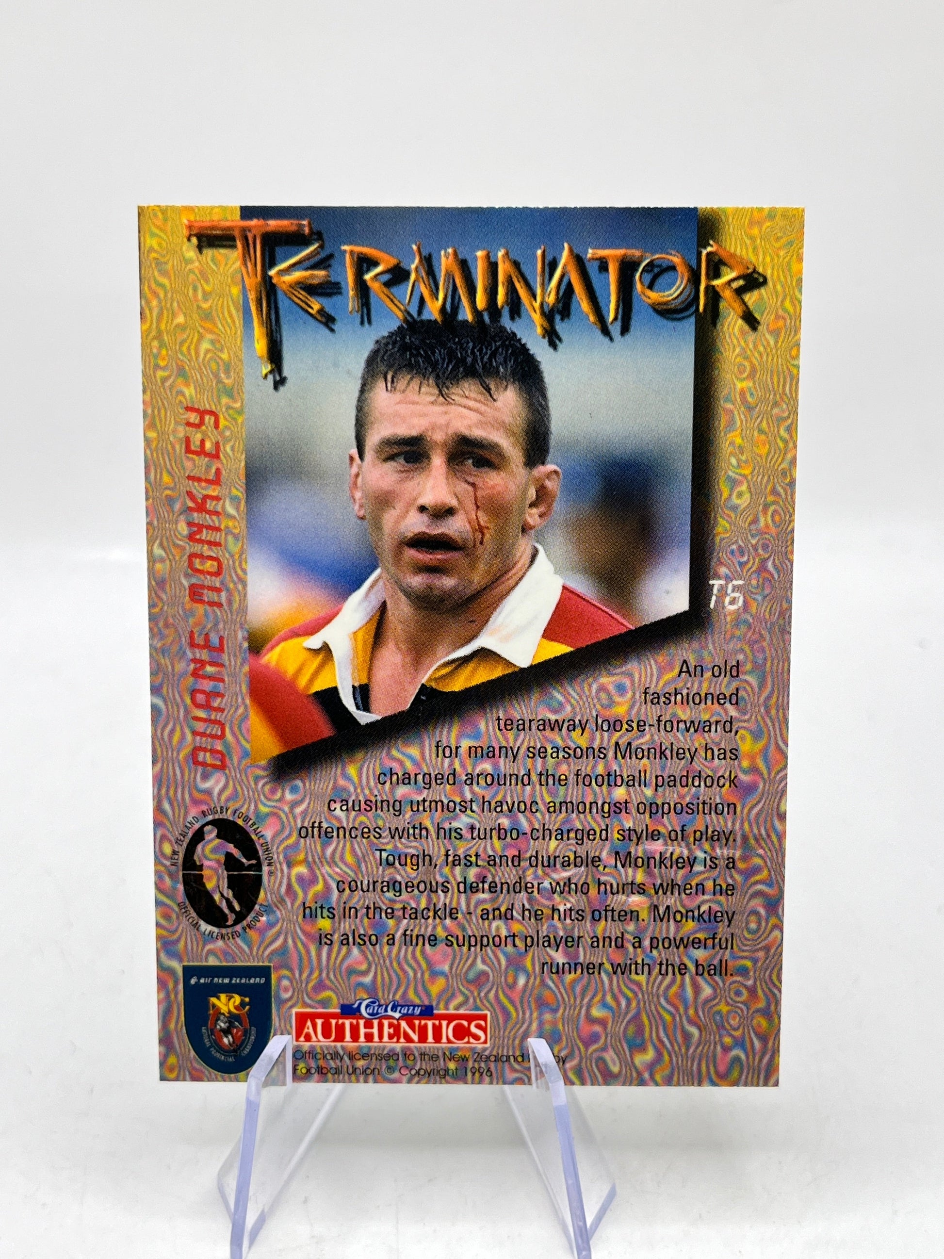 Duane Monkley 1996 - Terminator - NZ Rugby Union - Carr Crazy Authentics FRENLY BRICKS - Open 7 Days