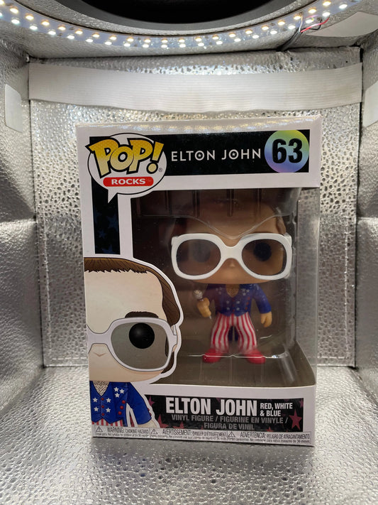 Funko Pop! Rocks Elton John Red, White, Blue #63 Vaulted Vinyl Figure FRENLY BRICKS - Open 7 Days