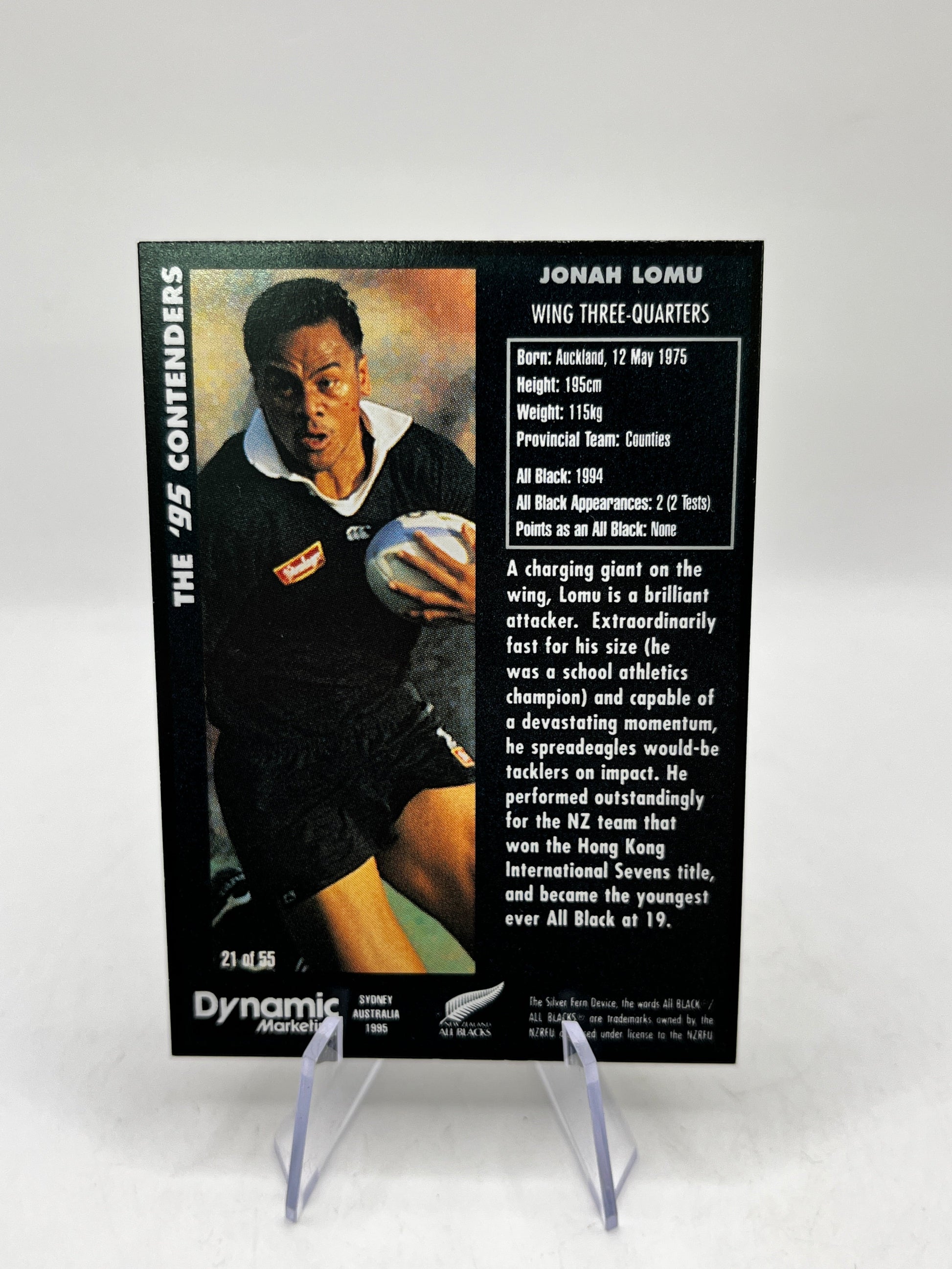 Jonah Lomu 1995 Dynamic Marketing Rugby Union - Rookie Card NZ All Blacks #21 - #2 FRENLY BRICKS - Open 7 Days