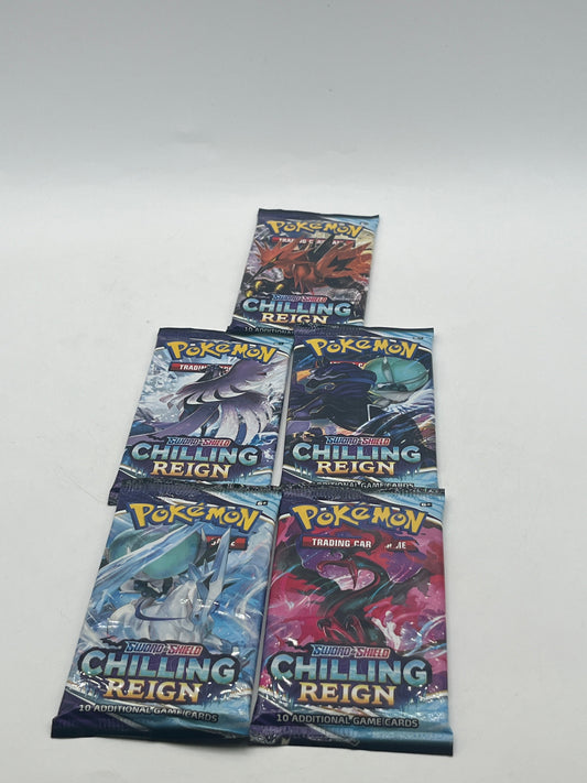 Pokemon TCG - Sword & Shield Chilling Reign  Booster Pack X5 - Art Set Sealed FRENLY BRICKS - Open 7 Days