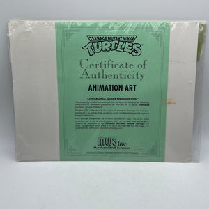 Teenage Mutant Ninja Turtles, Animation Production Cel MWS (1991) W/COA Leonardo FRENLY BRICKS - Open 7 Days