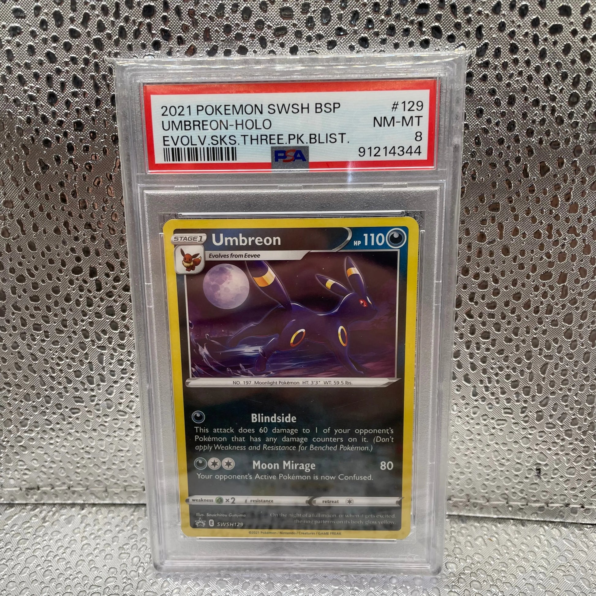 2021 Pokémon Umbreon Holo Evolving Skies #129 PSA 8 Graded NM-MT FRENLY BRICKS - Open 7 Days