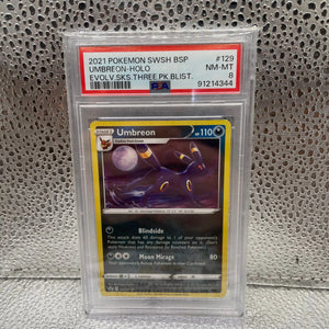 2021 Pokémon Umbreon Holo Evolving Skies #129 PSA 8 Graded NM-MT FRENLY BRICKS - Open 7 Days