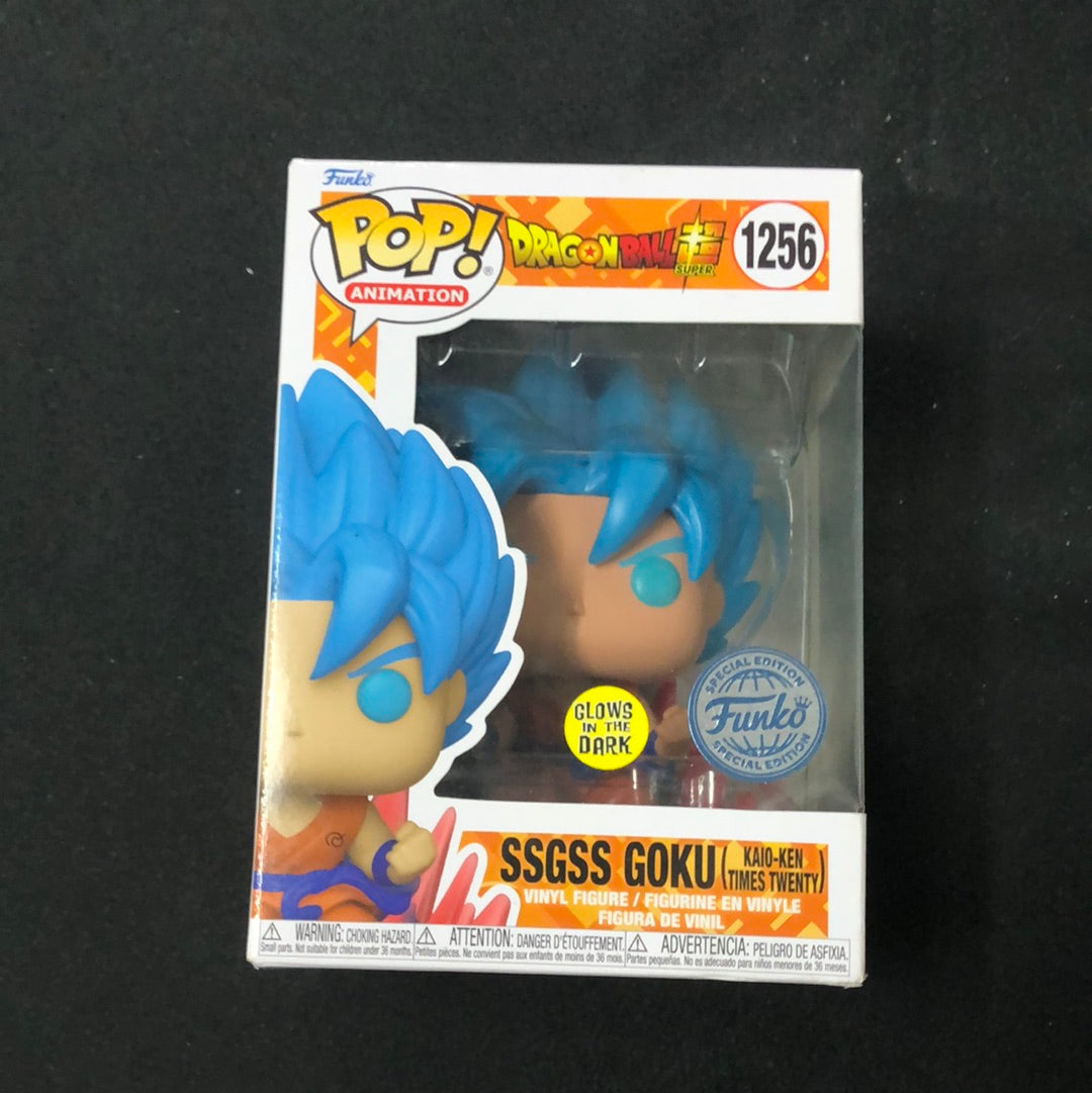 Funko Dragon Ball- SSGSS Goku (Kaio-ken Times Twenty) Glow Pop! Vinyl Figure #1256 FRENLY BRICKS - Open 7 Days