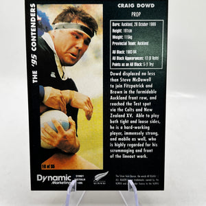 Craig Dowd Auto - 1995 Dynamic Marketing Rugby Union Card NZ All Blacks #10 FRENLY BRICKS - Open 7 Days