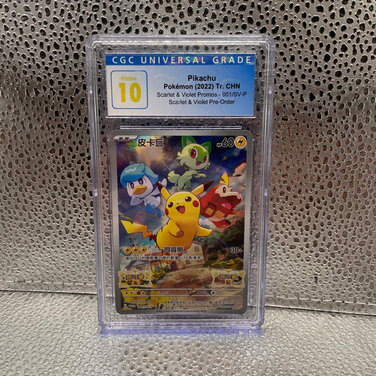 Pikachu Pokemon 2022 Tr. CHN Scarlet & Violet Promo 001/SV-P Full Art CGC 10 Pristine FRENLY BRICKS - Open 7 Days