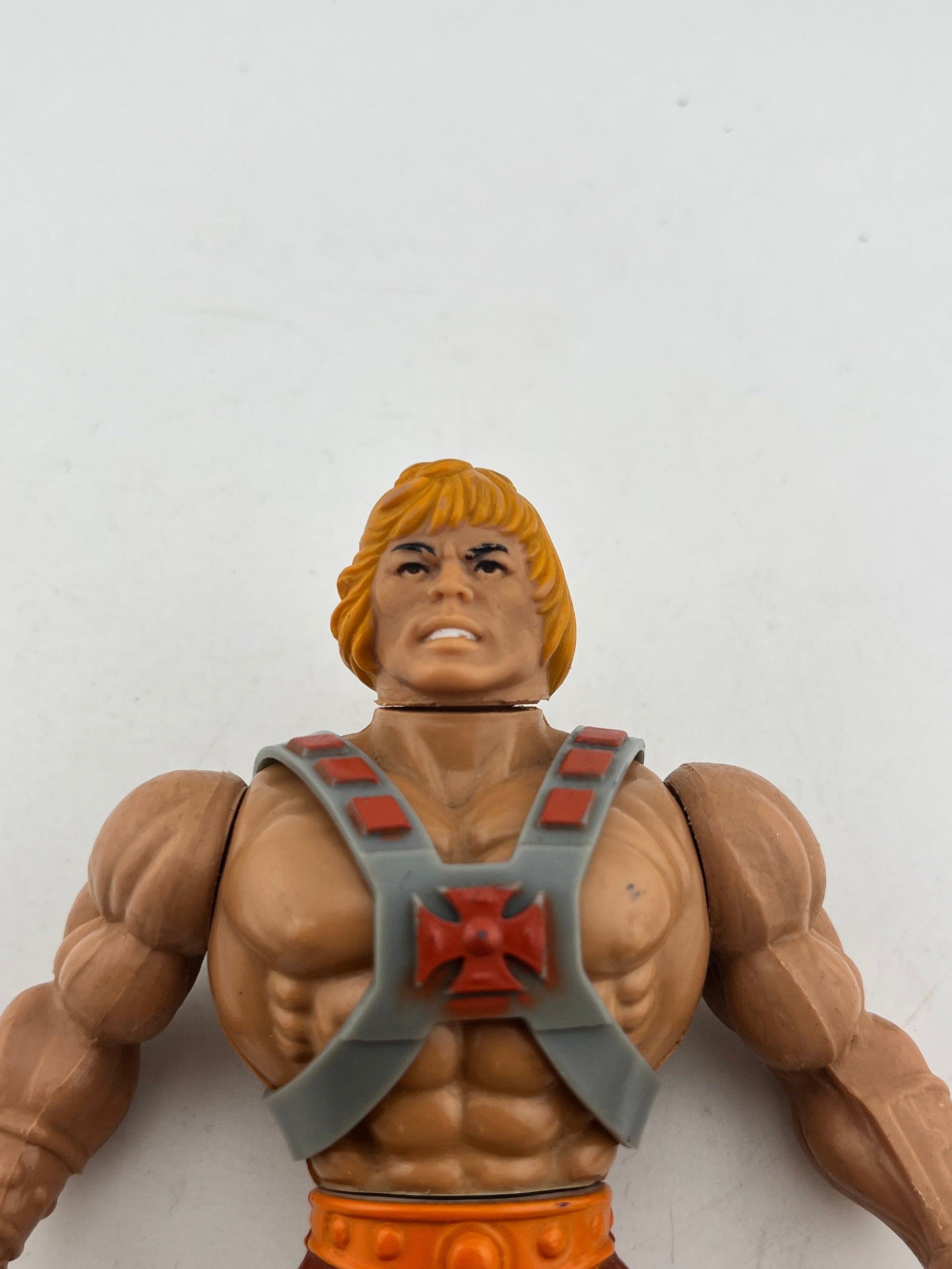 Vintage He-Man - Masters Of The Universe - Soft Head 1981 - Missing Shield FRENLY BRICKS - Open 7 Days