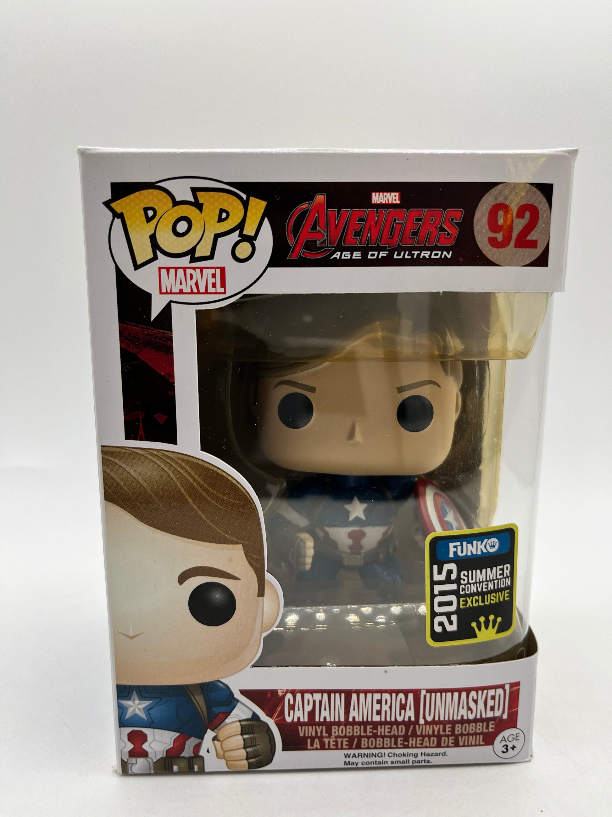 Funko POP! Marvel Avengers Age Of Ultron - Captain America [Unmasked] #92 - Vinyl Collectable FRENLY BRICKS - Open 7 Days