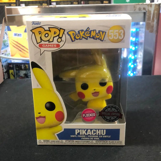 Pokemon Pikachu Waving Flocked 553 Pop Vinyl Funko Exclusive FRENLY BRICKS - Open 7 Days