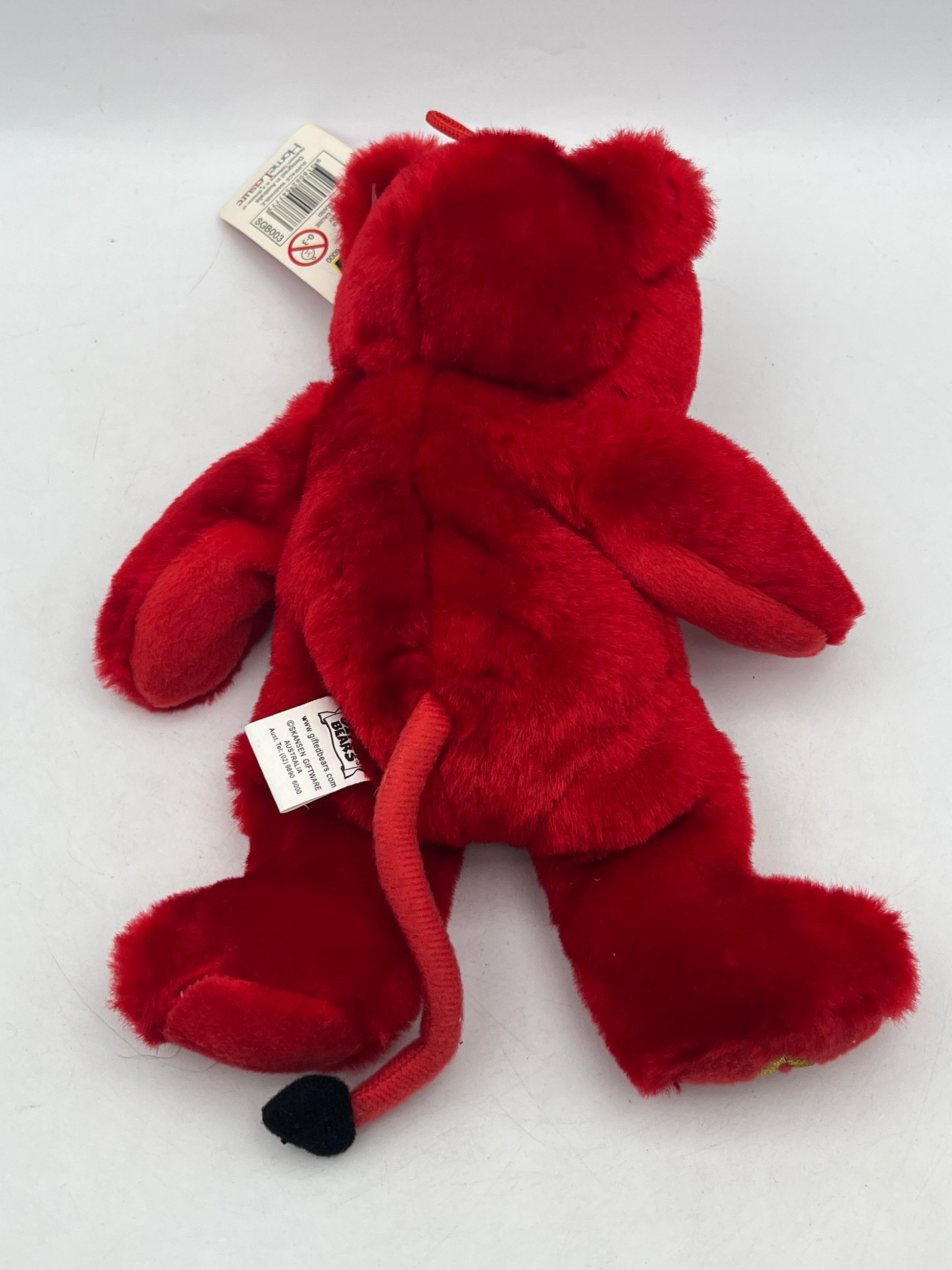 Gifted Bears Beanie Plush Teddy “Naughty Boy” Skansen Bean Bag Toy Red 26cm FRENLY BRICKS - Open 7 Days