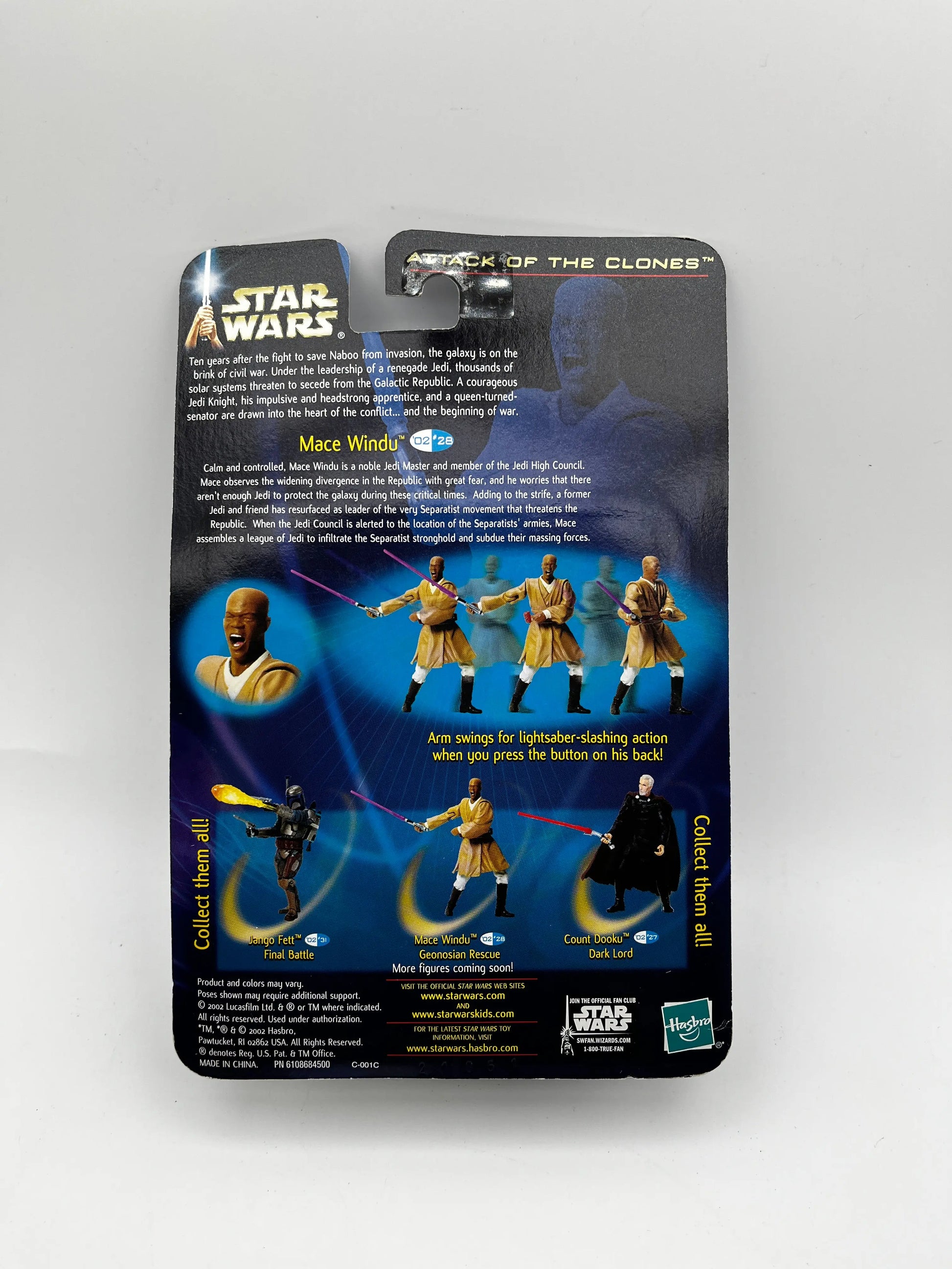 Hasbro 2002 Star Wars Attack of the Clones Mace Windu Action Figure FRENLY BRICKS - Open 7 Days