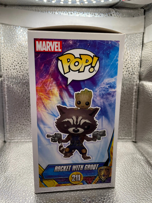 Funko Pop! Marvel Rocket with Groot #211 Collector Corp Exclusive FRENLY BRICKS - Open 7 Days