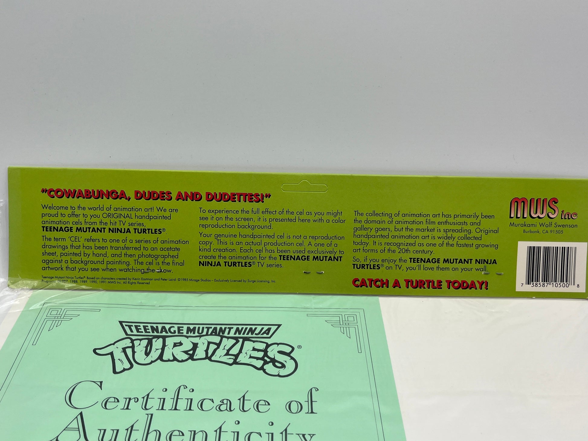 Teenage Mutant Ninja Turtles, Animation Production Cel MWS (1991) W/COA Shredder FRENLY BRICKS - Open 7 Days