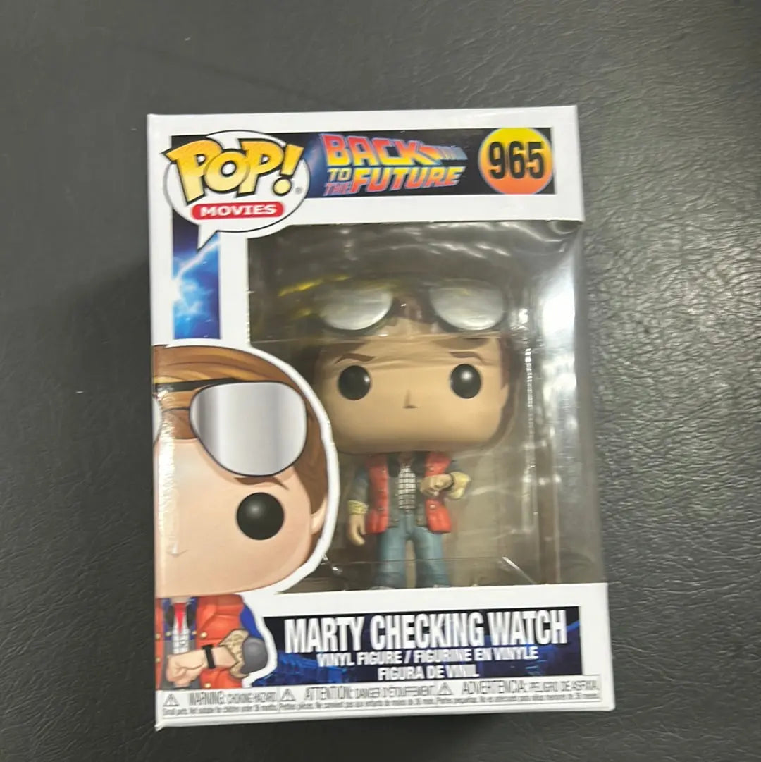 Pop Vinyl Figure Pop Movies Back To the Future Marty Checking Watch #965 FRENLY BRICKS - Open 7 Days