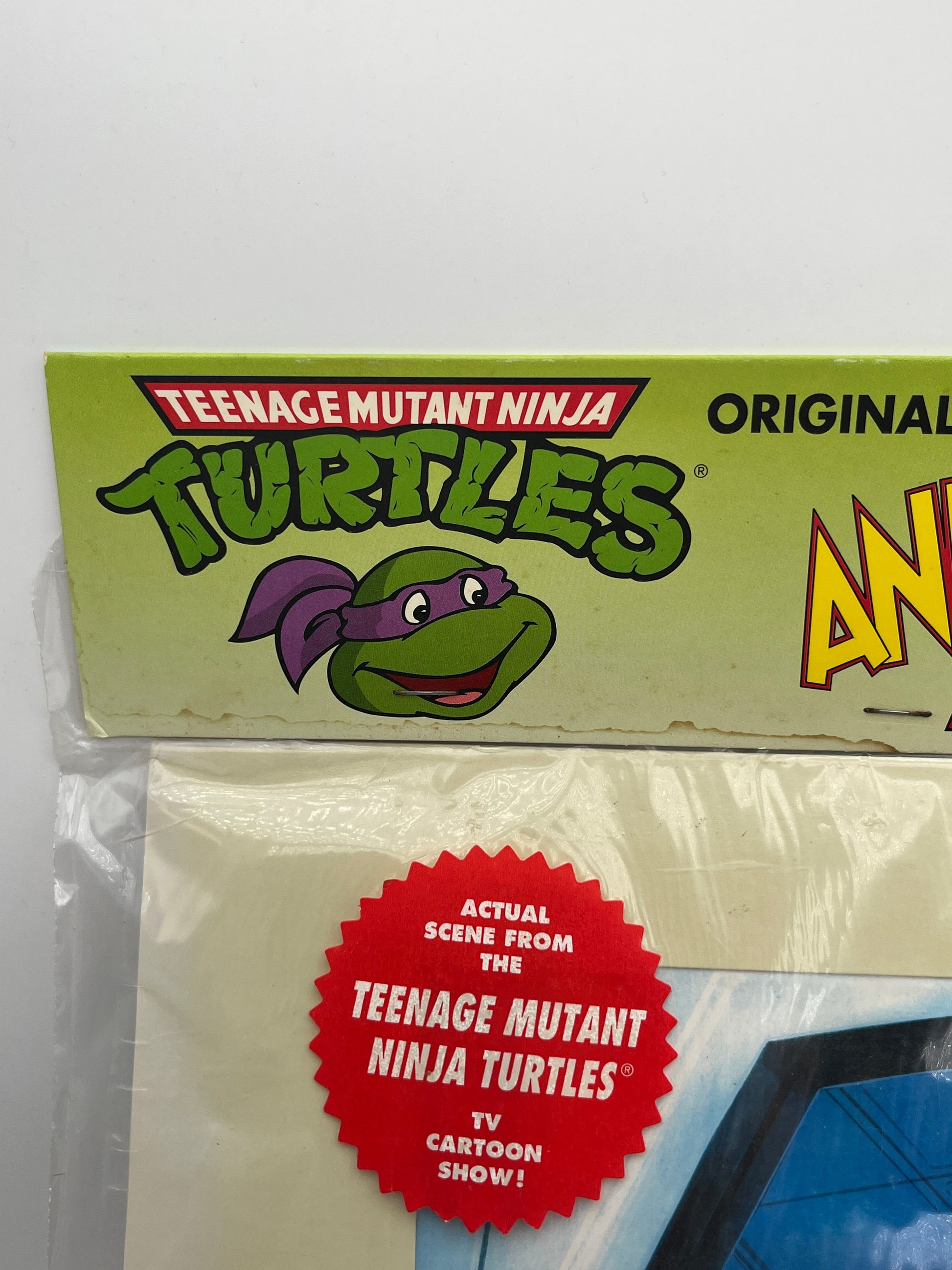 Teenage Mutant Ninja Turtles, Animation Production Cel MWS (1991) W/COA Leonardo FRENLY BRICKS - Open 7 Days