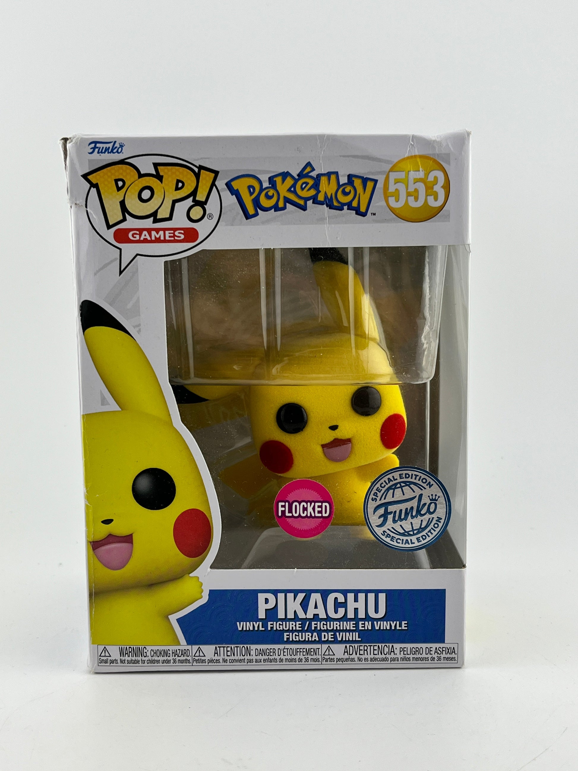 Funko POP! Games Pokémon - Pickachu #553 - Flocked Special Edition *Damaged Box See Photo* FRENLY BRICKS - Open 7 Days