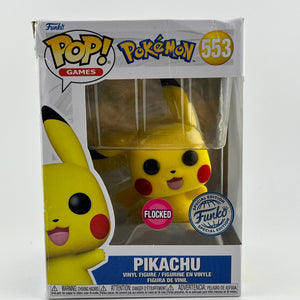 Funko POP! Games Pokémon - Pickachu #553 - Flocked Special Edition *Damaged Box See Photo* FRENLY BRICKS - Open 7 Days