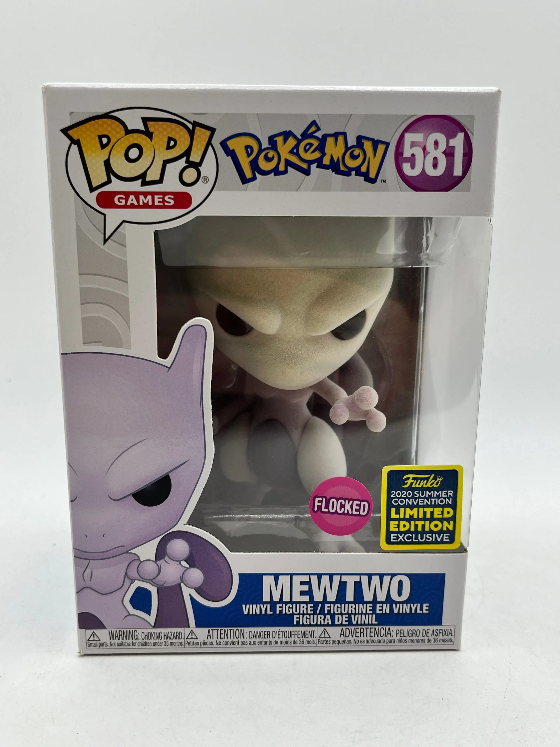 Funko POP! Games Pokémon - Mewtwo #581 - Flocked - 2020 Exclusive FRENLY BRICKS - Open 7 Days image 1