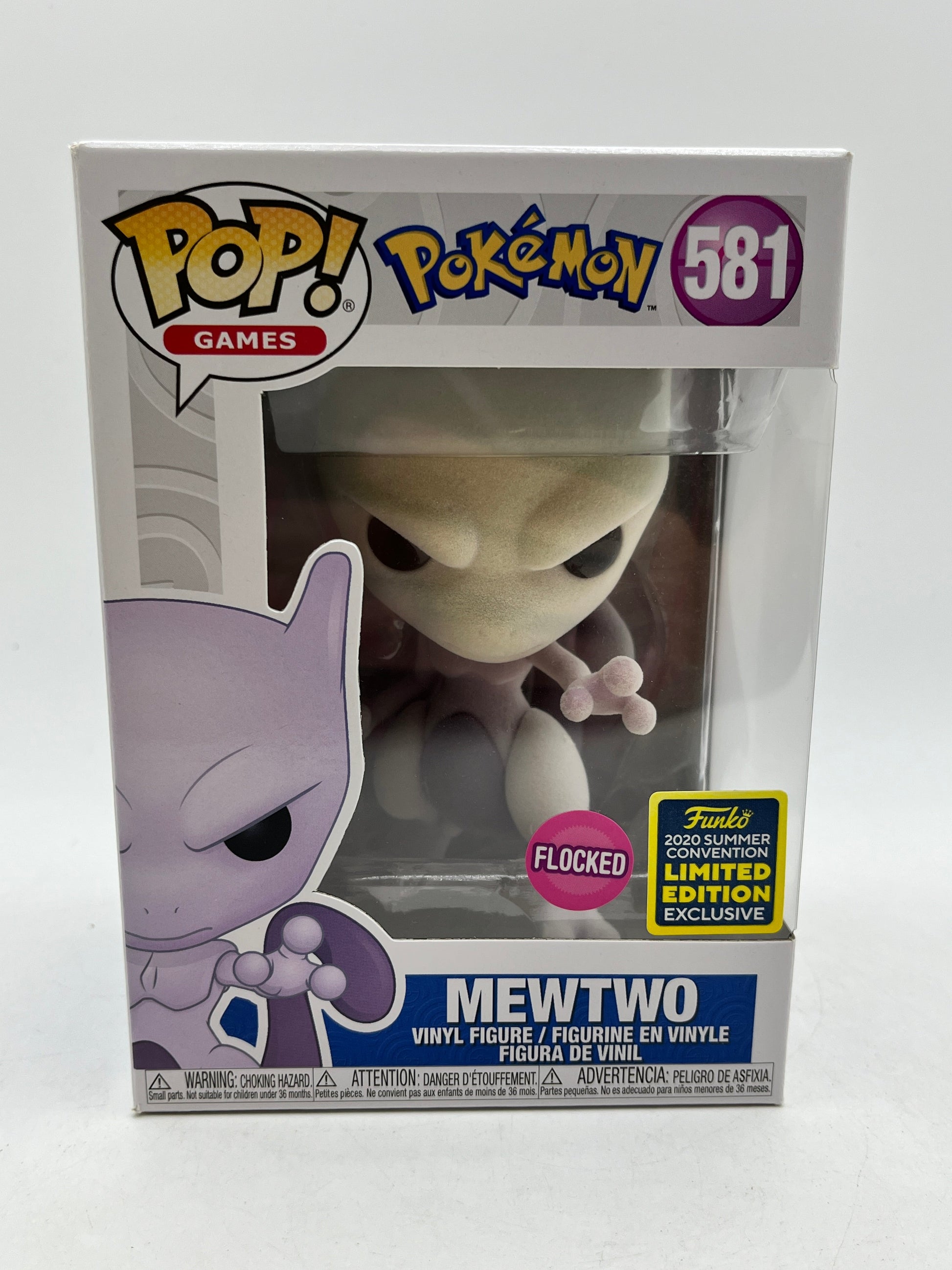 Funko POP! Games Pokémon - Mewtwo #581 - Flocked - 2020 Exclusive FRENLY BRICKS - Open 7 Days