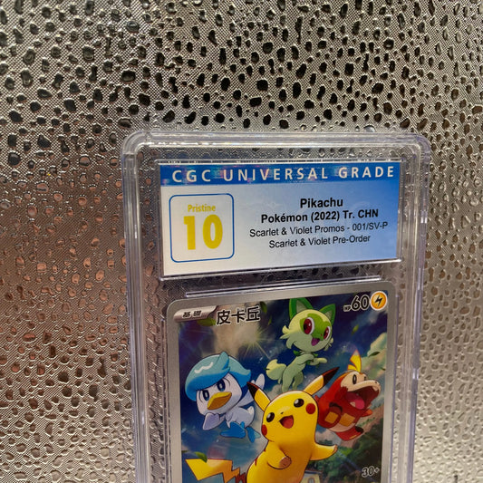 Pikachu Pokemon 2022 Tr. CHN Scarlet & Violet Promo 001/SV-P Full Art CGC 10 Pristine FRENLY BRICKS - Open 7 Days