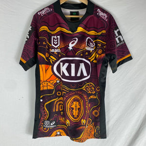 Brisbane Broncos 2021 Indigenous Jersey size Large ASICS brand FRENLY BRICKS - Open 7 Days