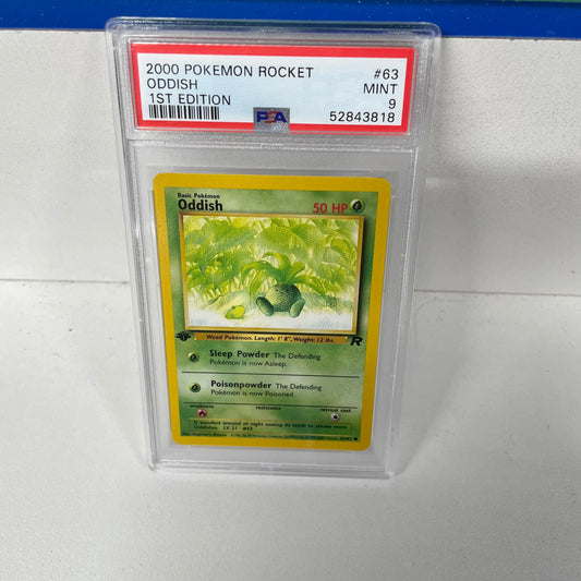 2000 Pokemon Team Rocket 1st Edition Oddish 63/82 PSA 9 Mint FRENLY BRICKS - Open 7 Days