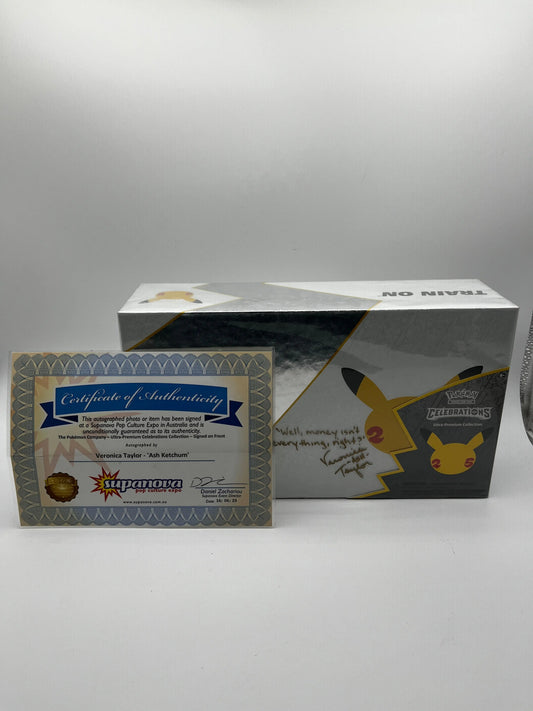 Pokémon Celebrations Ultra Premium Collection Signed Veronica Taylor -Ash Ketchum **Check Description** FRENLY BRICKS - Open 7 Days