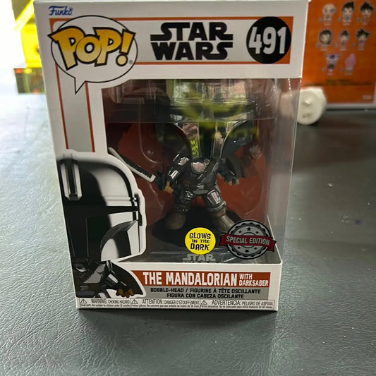 Pop Vinyl Star Wars 491 The Mandalorian With Darksaer FRENLY BRICKS - Open 7 Days