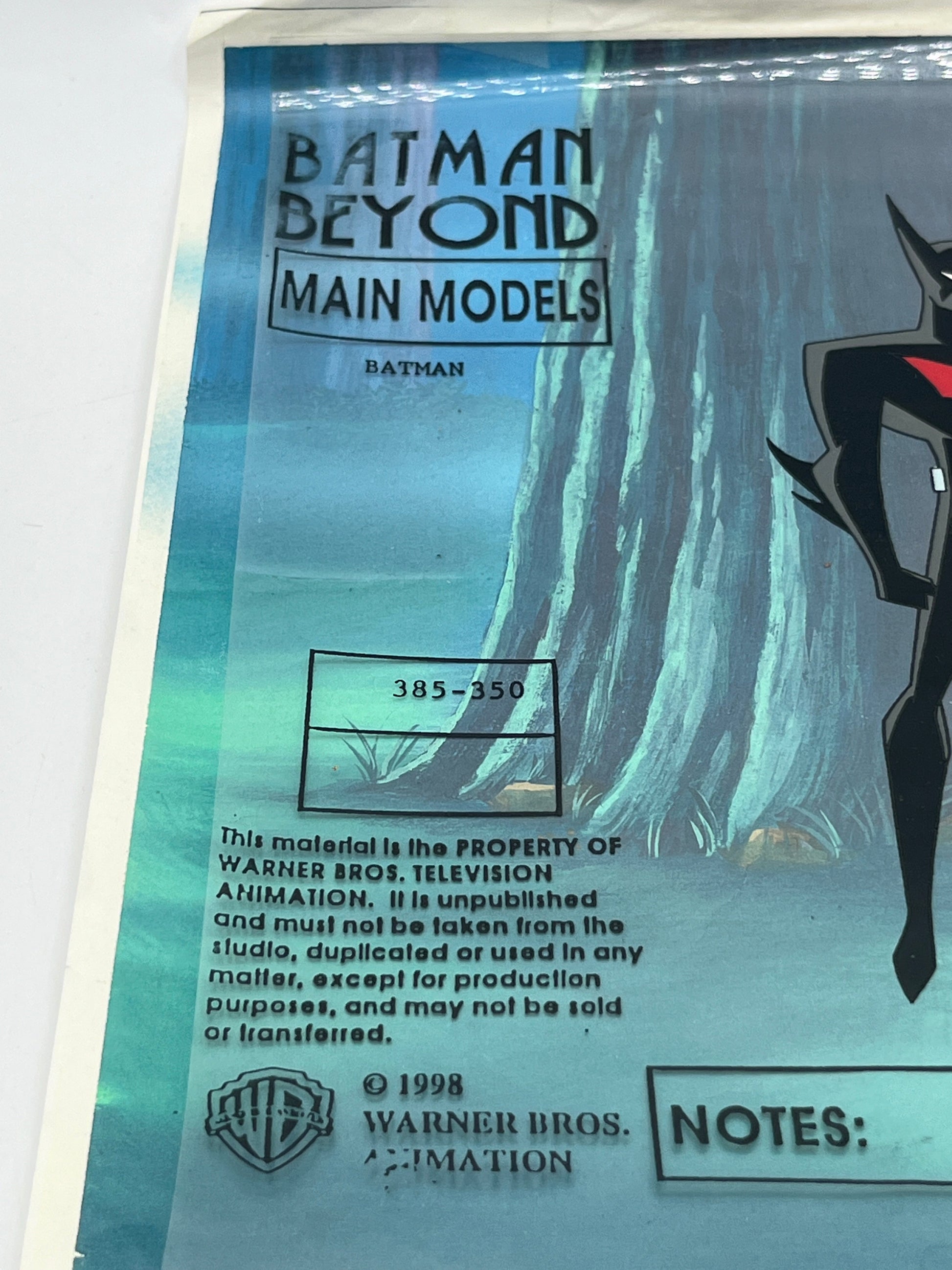 Batman (Terry McGinnis) Main Models Animation Prod. Cel - Batman Beyond - 1998 FRENLY BRICKS - Open 7 Days