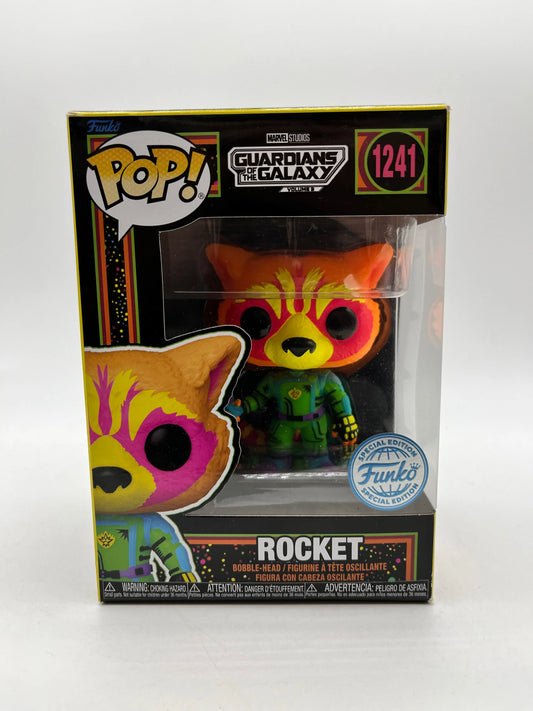 Funko POP! Marvel Guardians Of The Galaxy Vol. 3 Rocket #1241 - Special Black Light Edition FRENLY BRICKS - Open 7 Days