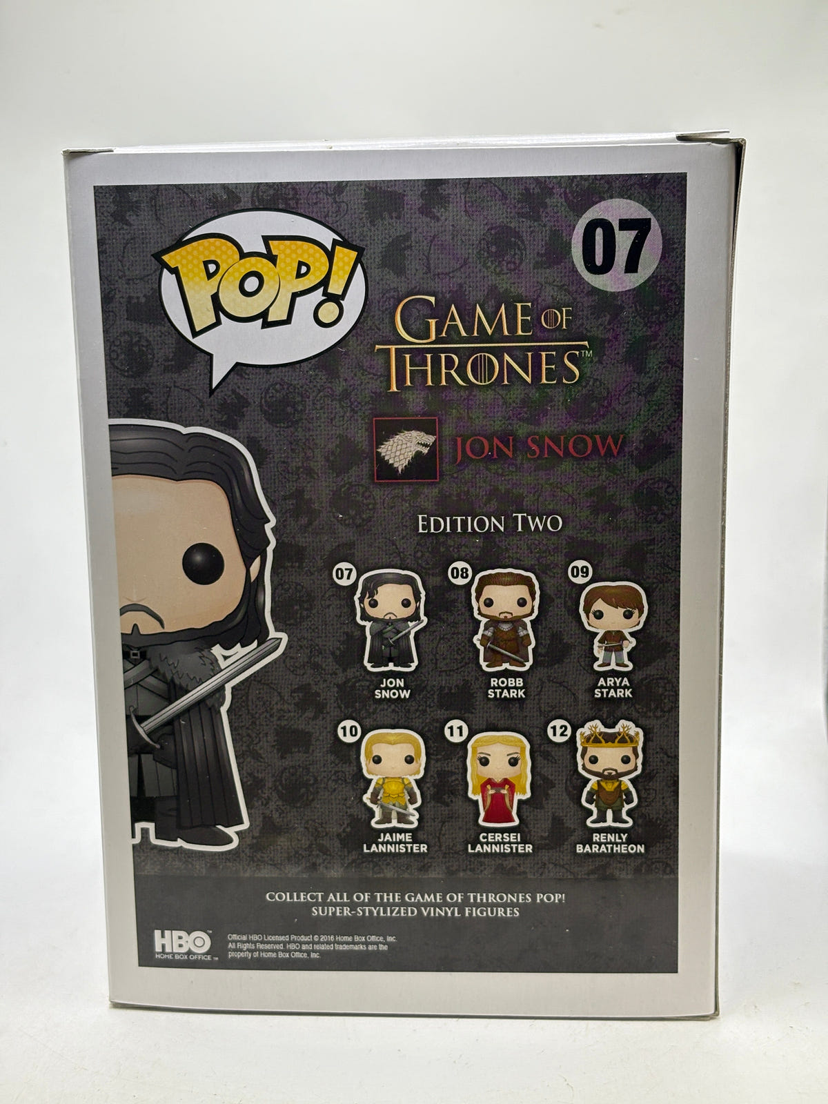 Funko POP! Game of Thrones #07 Jon Snow Vinyl Figure, back of box image 3
