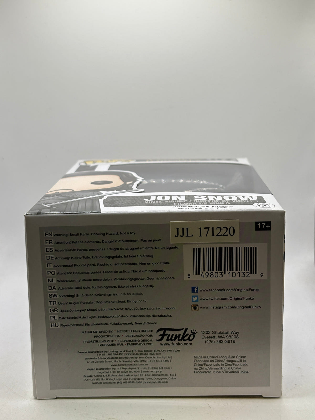 Funko POP! Game of Thrones #07 Jon Snow Vinyl Figure, bottom of box image 6