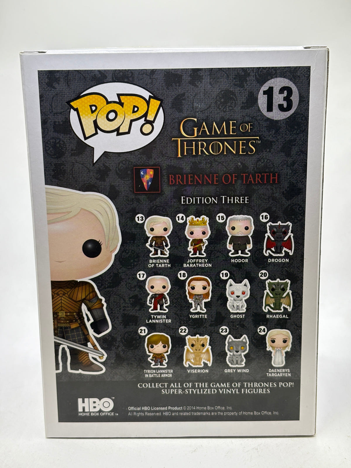 Funko POP! Game of Thrones #13 Brienne of Tarth Vinyl Figure, back of box image 3