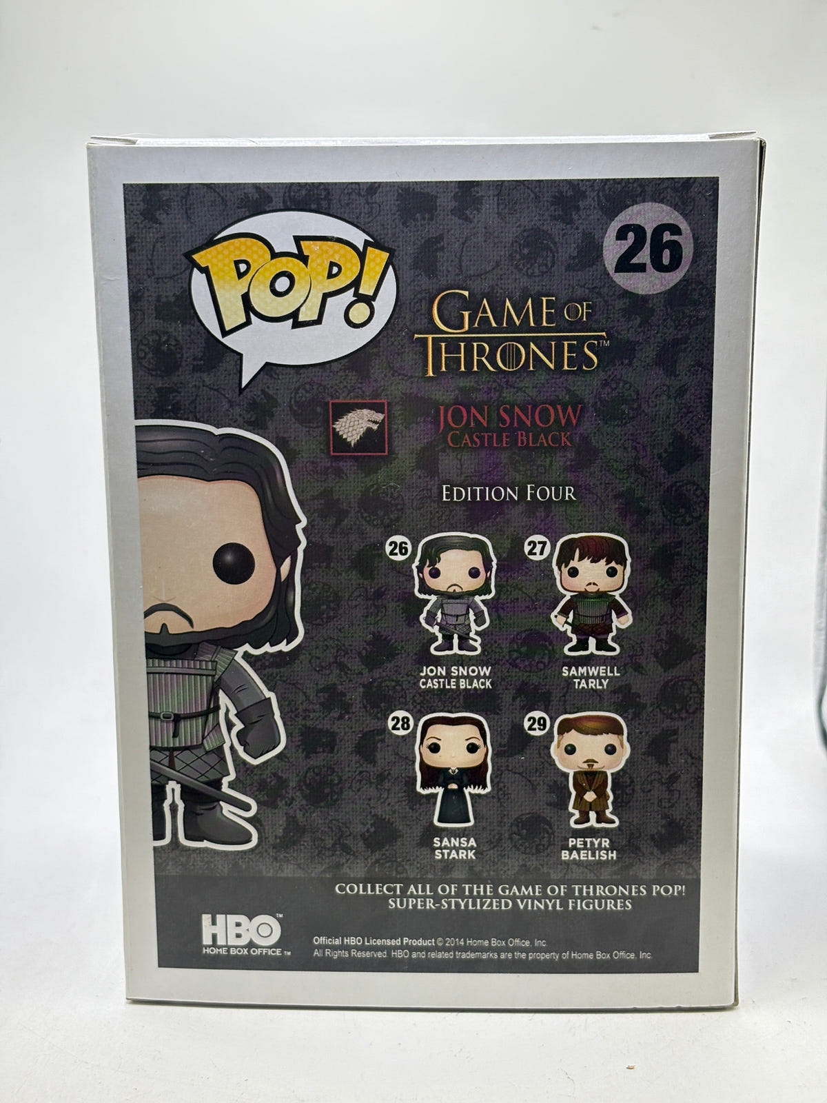Funko POP! Game of Thrones #26 Jon Snow Castle Black Vinyl Figure, back of box image 3