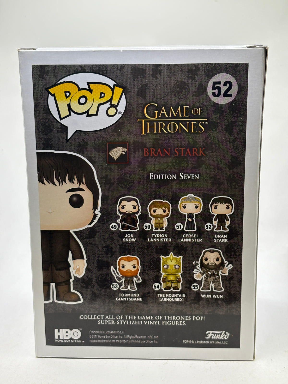 Funko POP! Game of Thrones #52 Bran Stark Vinyl Figure, back of box image 3