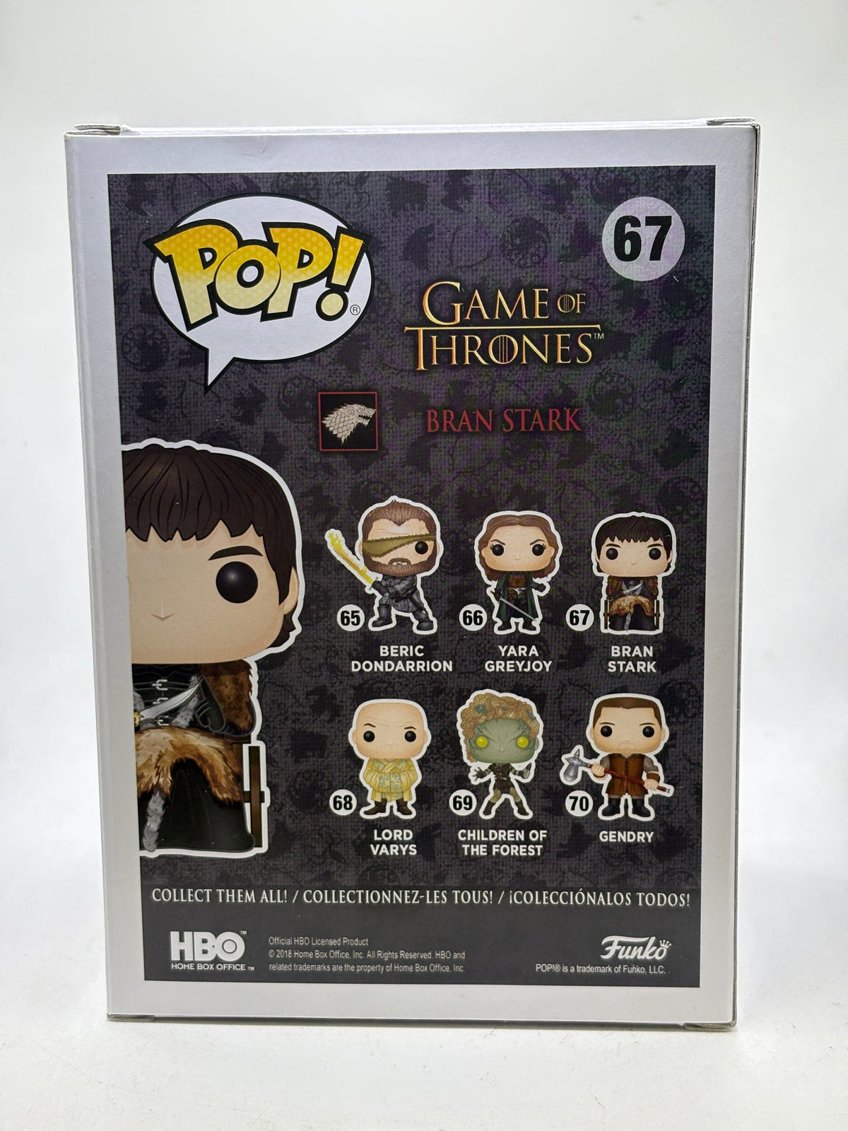 Funko POP! Game of Thrones #67 Bran Stark Vinyl Figure, back of box image 3