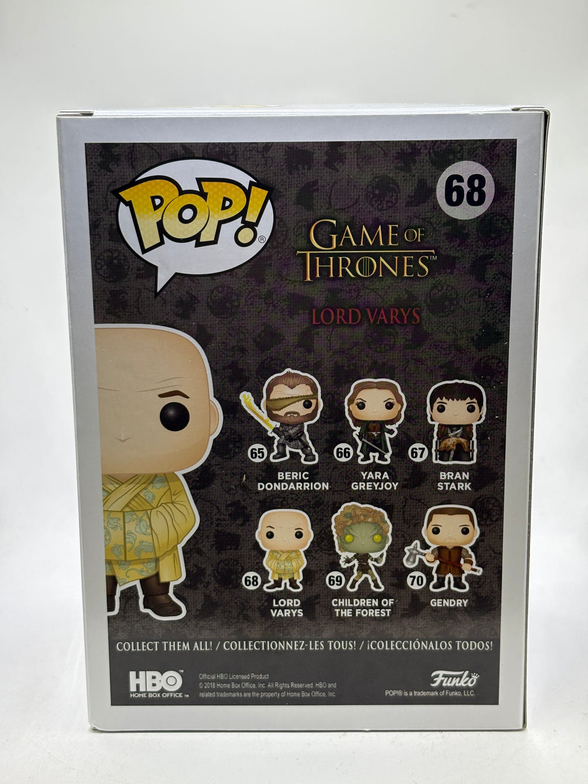 Funko POP! Game of Thrones #68 Lord Varys Vinyl Figure, back of box image 3