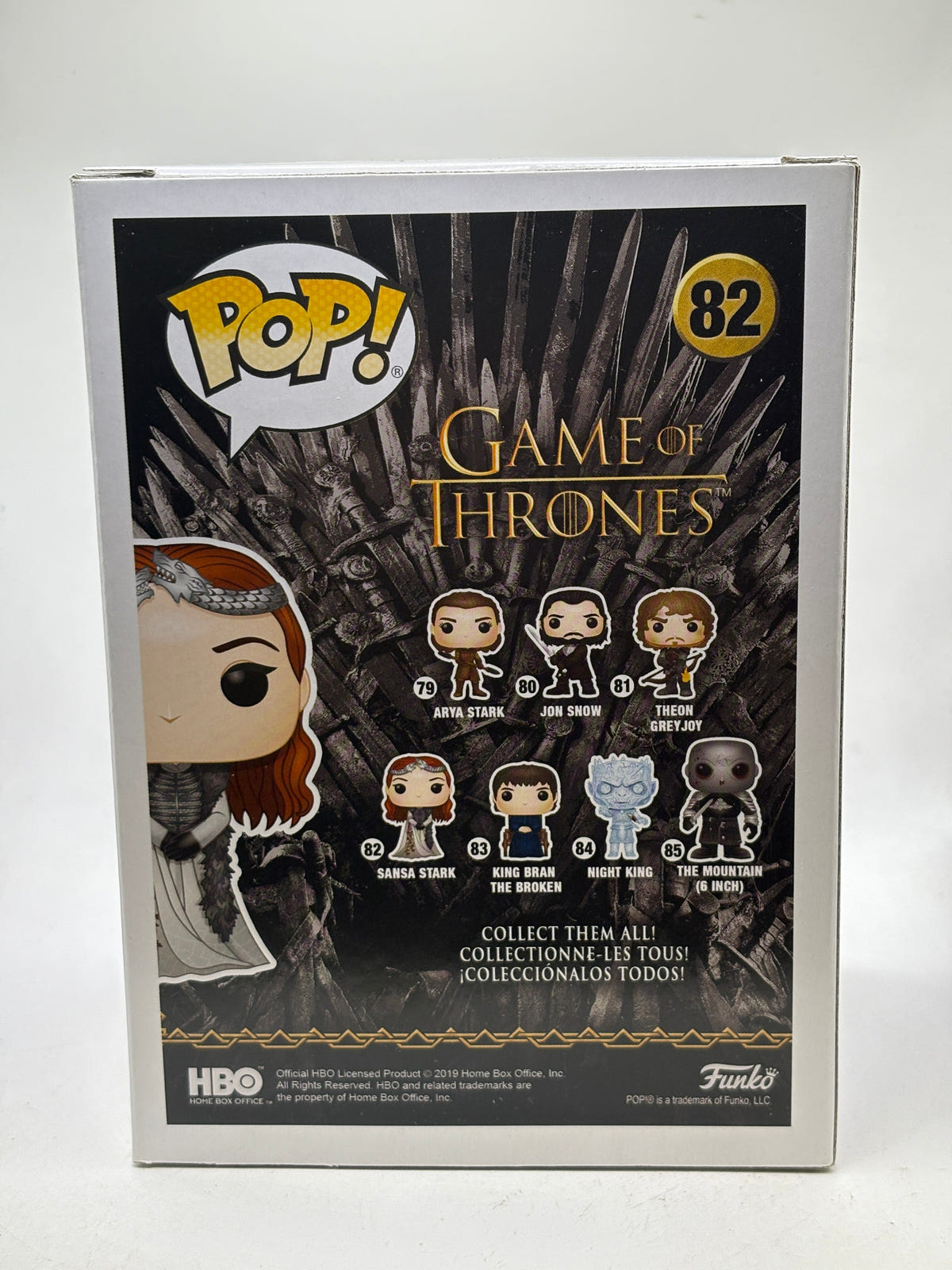 Funko POP! Game of Thrones #82 Sansa Stark Vinyl Figure, back of box image 3