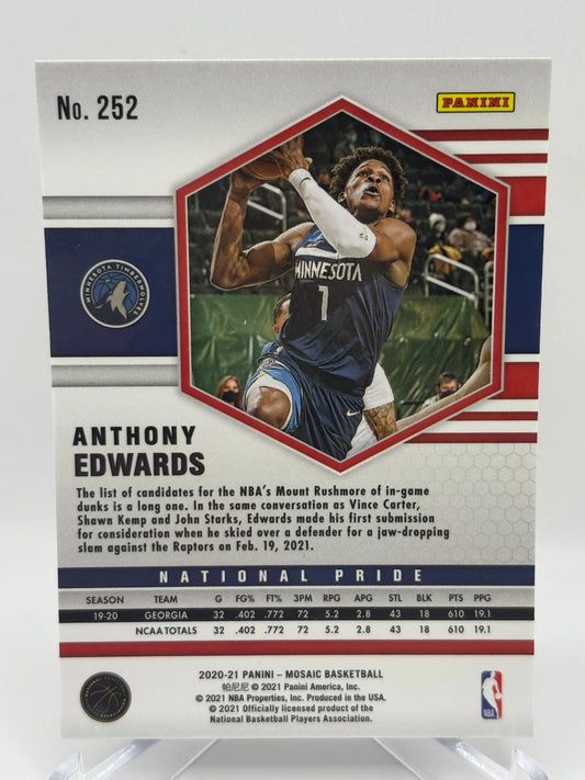 2020-21 Panini Mosaic Basketball #252 Anthony Edwards Silver National Pride FRENLY BRICKS - Open 7 Days