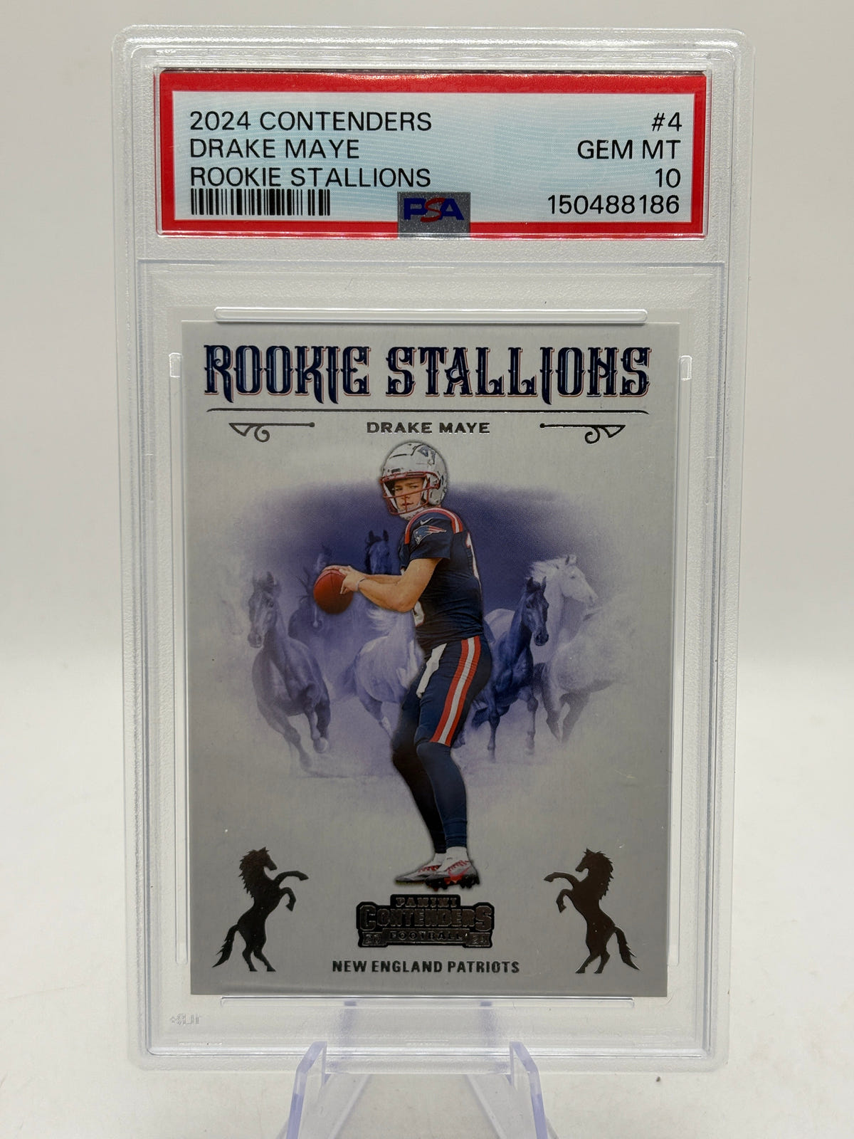 Panini Contenders Drake Maye Rookie Stallions #4 PSA 10 New England Patriots FRENLY BRICKS - Open 7 Days image 1
