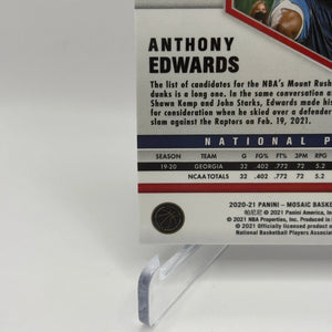 2020-21 Panini Mosaic Basketball #252 Anthony Edwards Silver National Pride FRENLY BRICKS - Open 7 Days