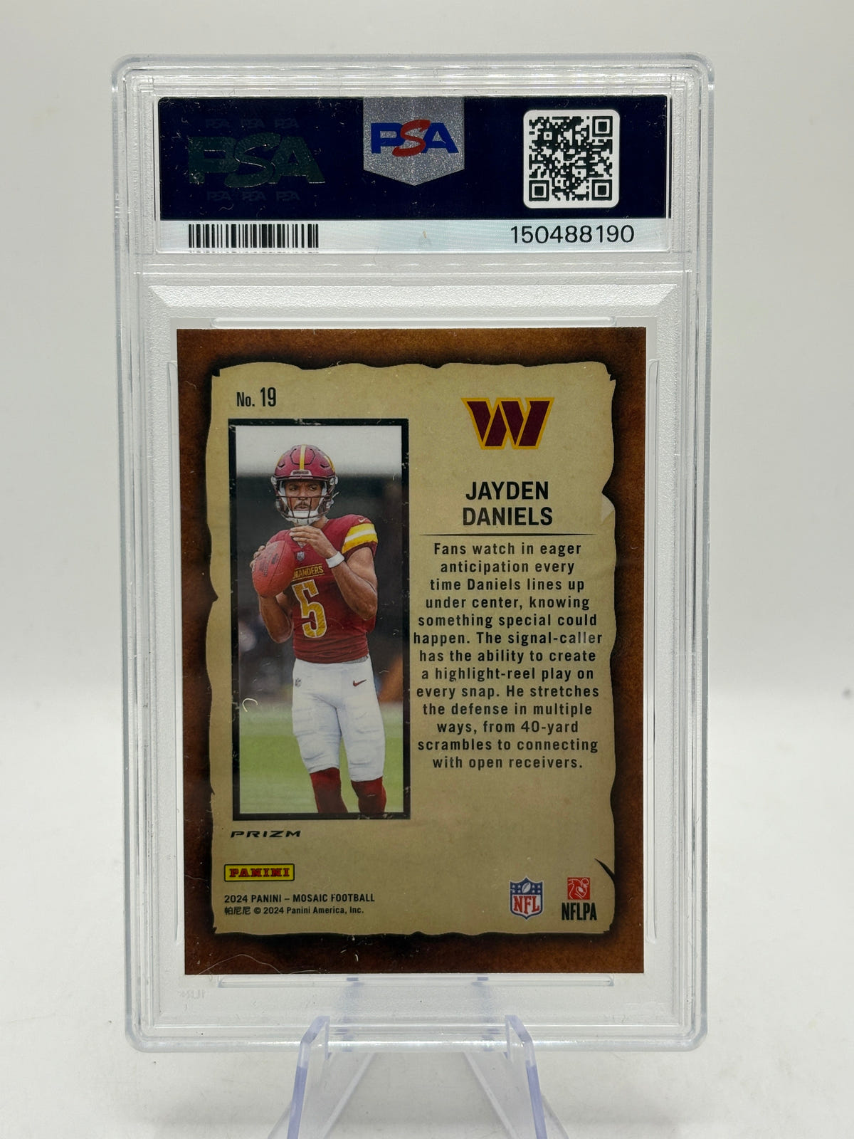 2024 Panini Mosaic - Notoriety Jayden Daniels #19 Green Mosaic Prizm (RC) PSA 9 FRENLY BRICKS - Open 7 Days image 2