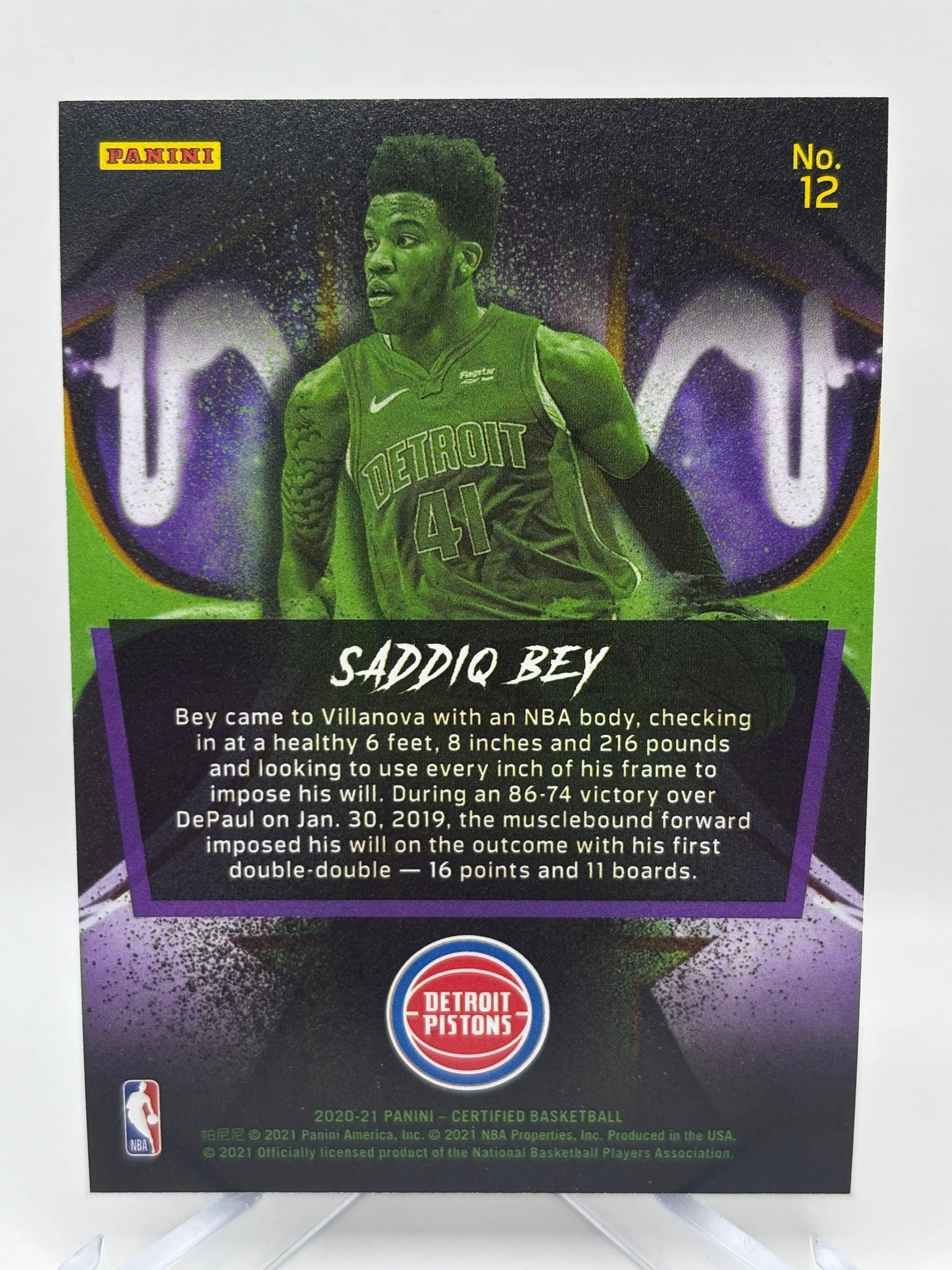 2020-21 Panini Certified Basketball #12 Saddiq Bey 2020 09/10 Pistons FRENLY BRICKS - Open 7 Days