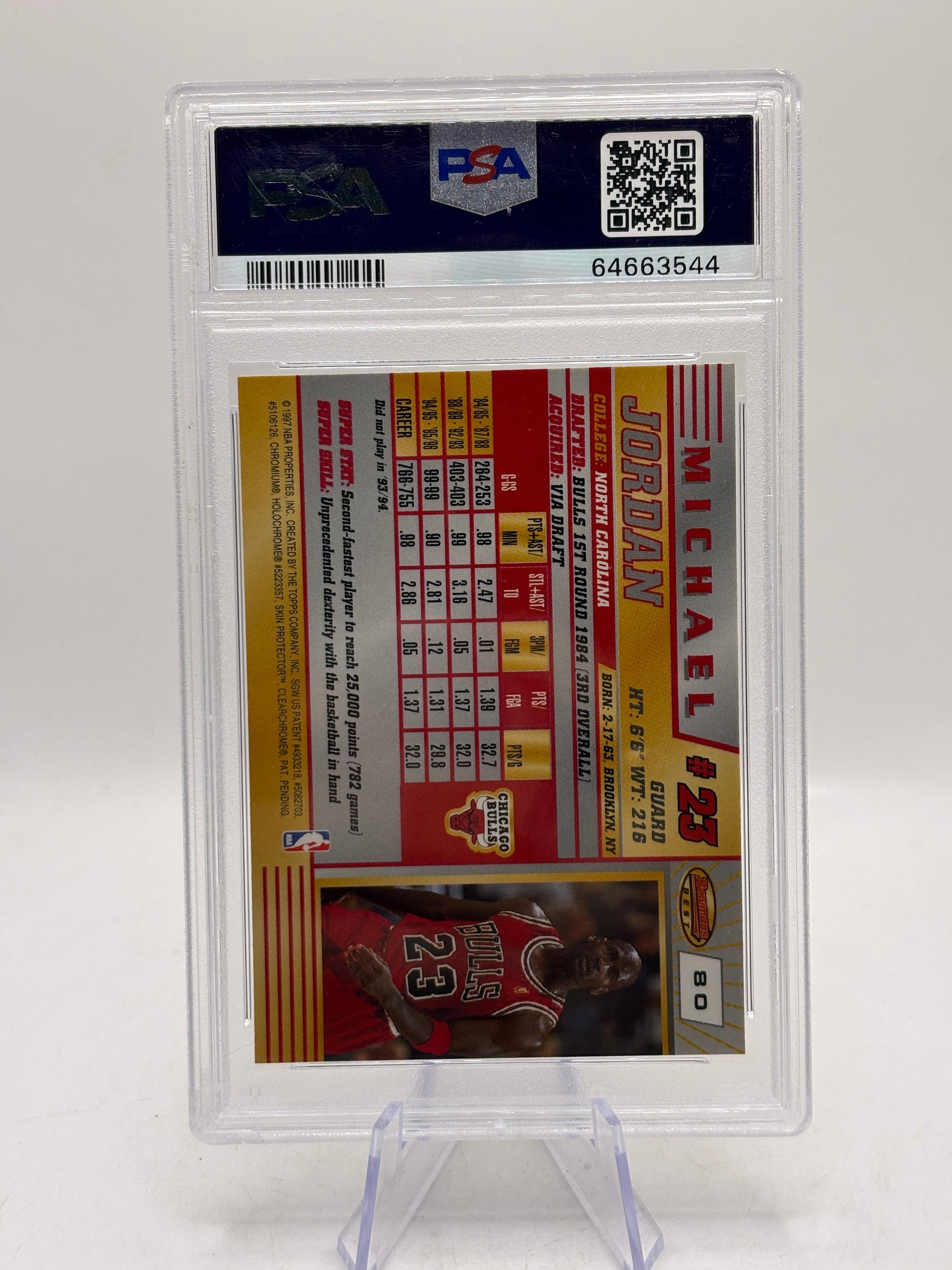 1996-97 Bowman's Best Michael Jordan #80 PSA 9 Mint Bulls HOF FRENLY BRICKS - Open 7 Days image 2