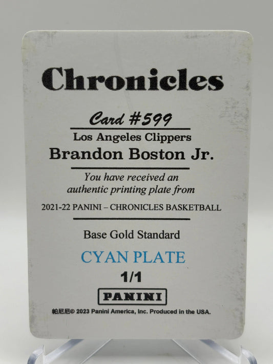 2023 Panini Chronicles Los Angeles Clippers Brandon Boston Jr. #599 Cyan Plate 1/1 FRENLY BRICKS - Open 7 Days