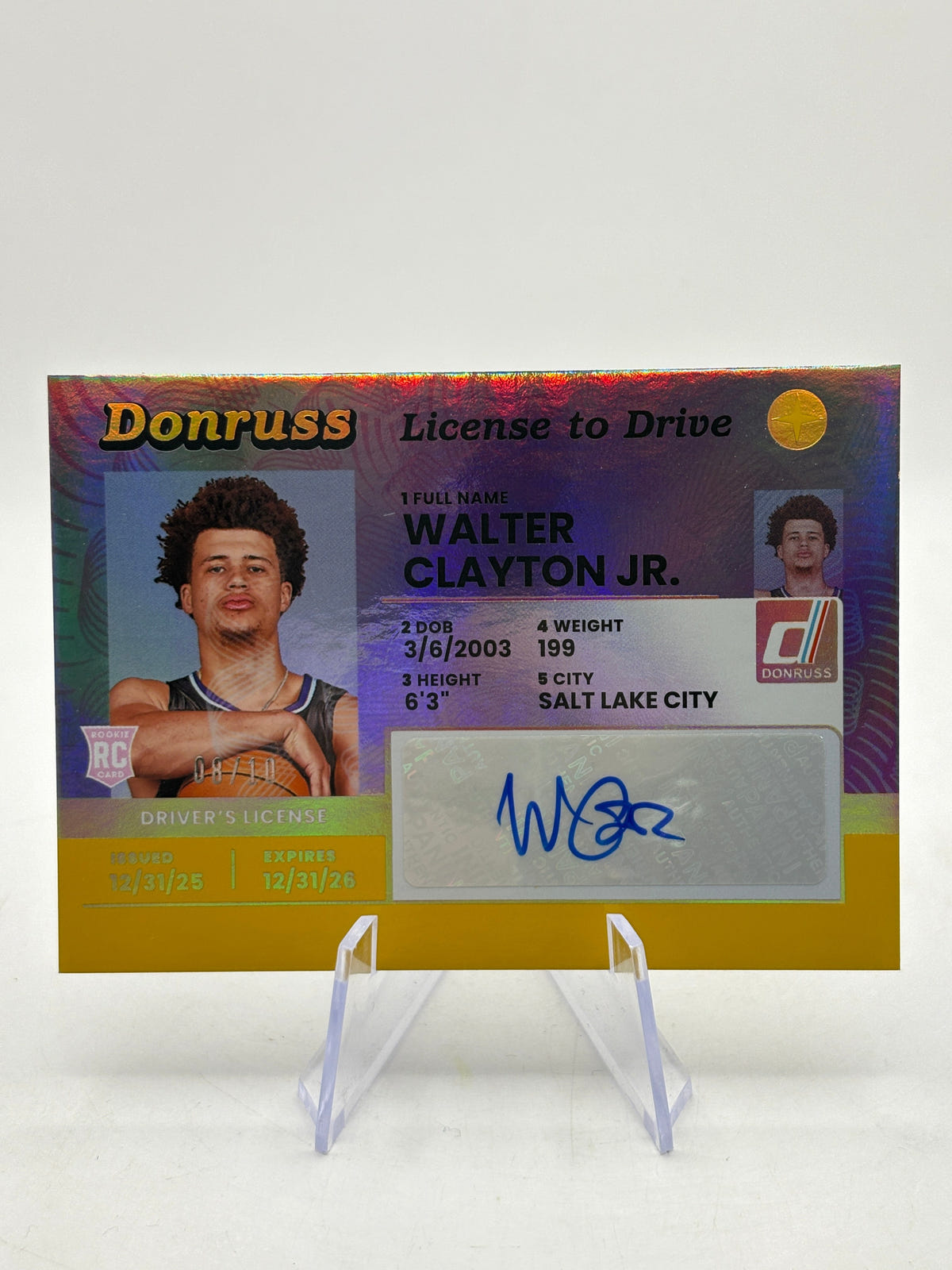 Walter Clayton Jr 2025-26 Donruss License to Drive Rookie RC Auto /10 FRENLY BRICKS - Open 7 Days image 1