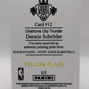 2018-19 Panini Court Kings Dennis Schroder 1/1 YELLOW PLATE FRENLY BRICKS - Open 7 Days