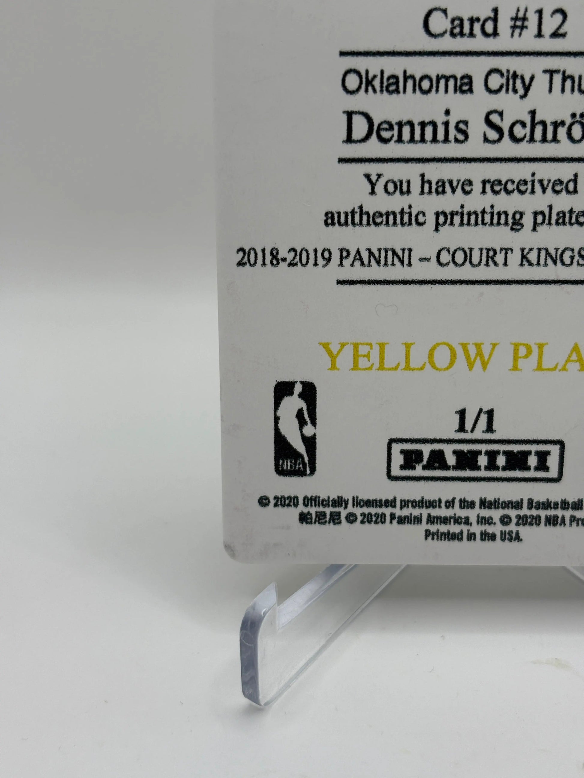 2018-19 Panini Court Kings Dennis Schroder 1/1 YELLOW PLATE FRENLY BRICKS - Open 7 Days