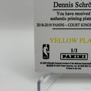 2018-19 Panini Court Kings Dennis Schroder 1/1 YELLOW PLATE FRENLY BRICKS - Open 7 Days